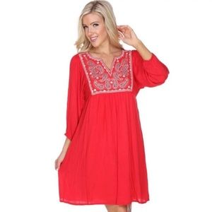 Embroidered Babydoll Dress
